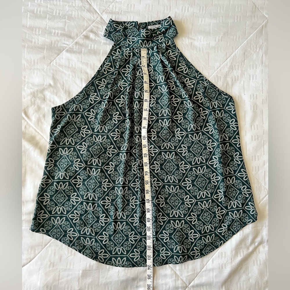 Flowy Halter Blouse with Mock Neck and Keyhole Back Detail - Picture 3 of 12
